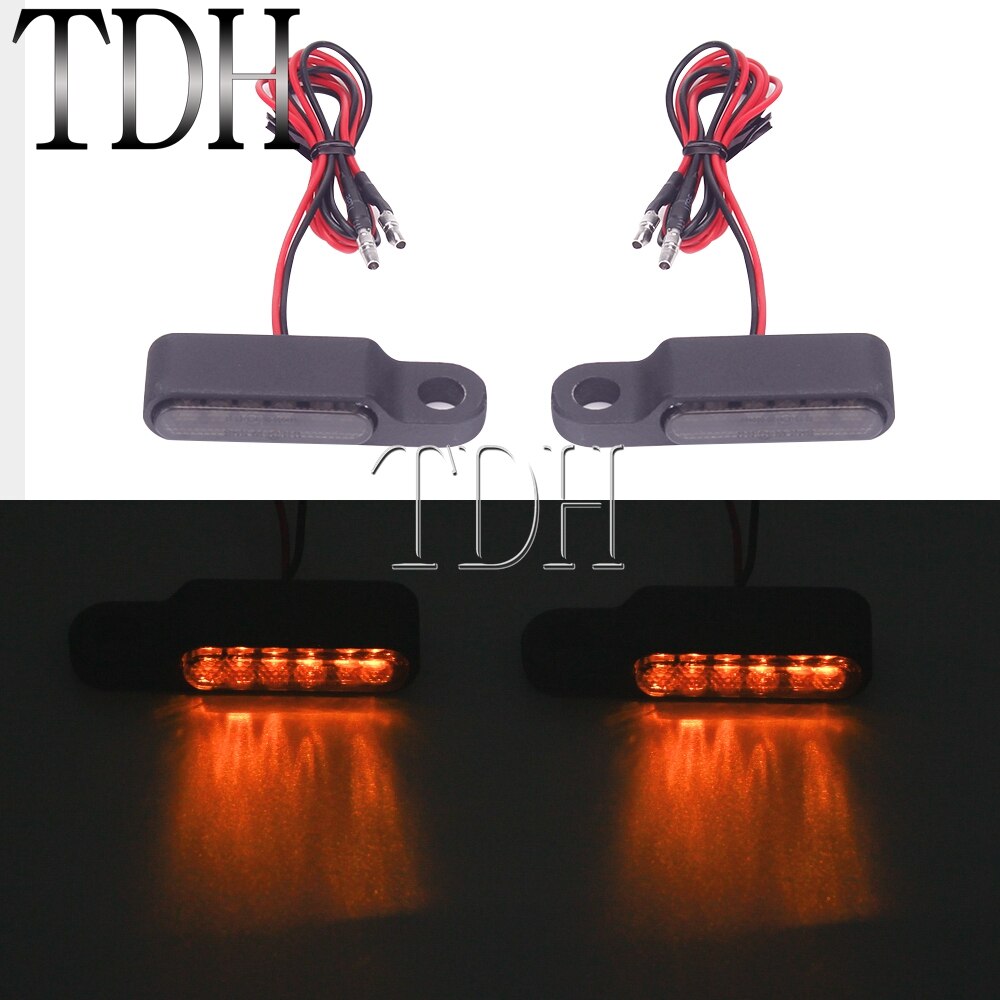 1 Pair Mini Cafe Racer Motorcycle LED Turn Signal Indicators Light Amber Blinker Running Lamp For Harley Sportster Dyna Softail: 6 LED Black
