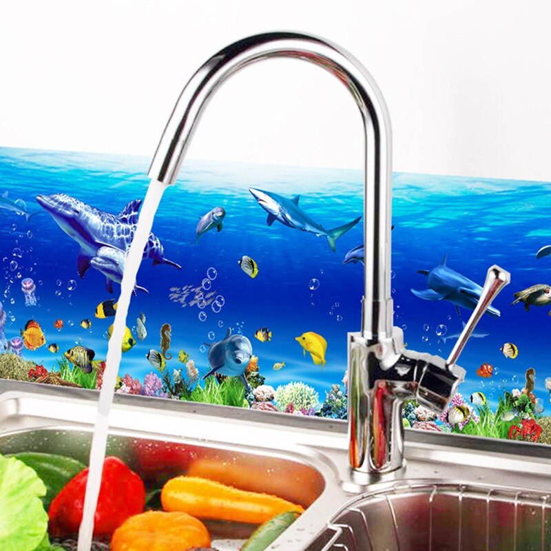 Fish Shark Dolphin Marine Wall Art Decals Kindergarten Nursery Kitchen Bathroom Decoration Underwater World Wall Stickers