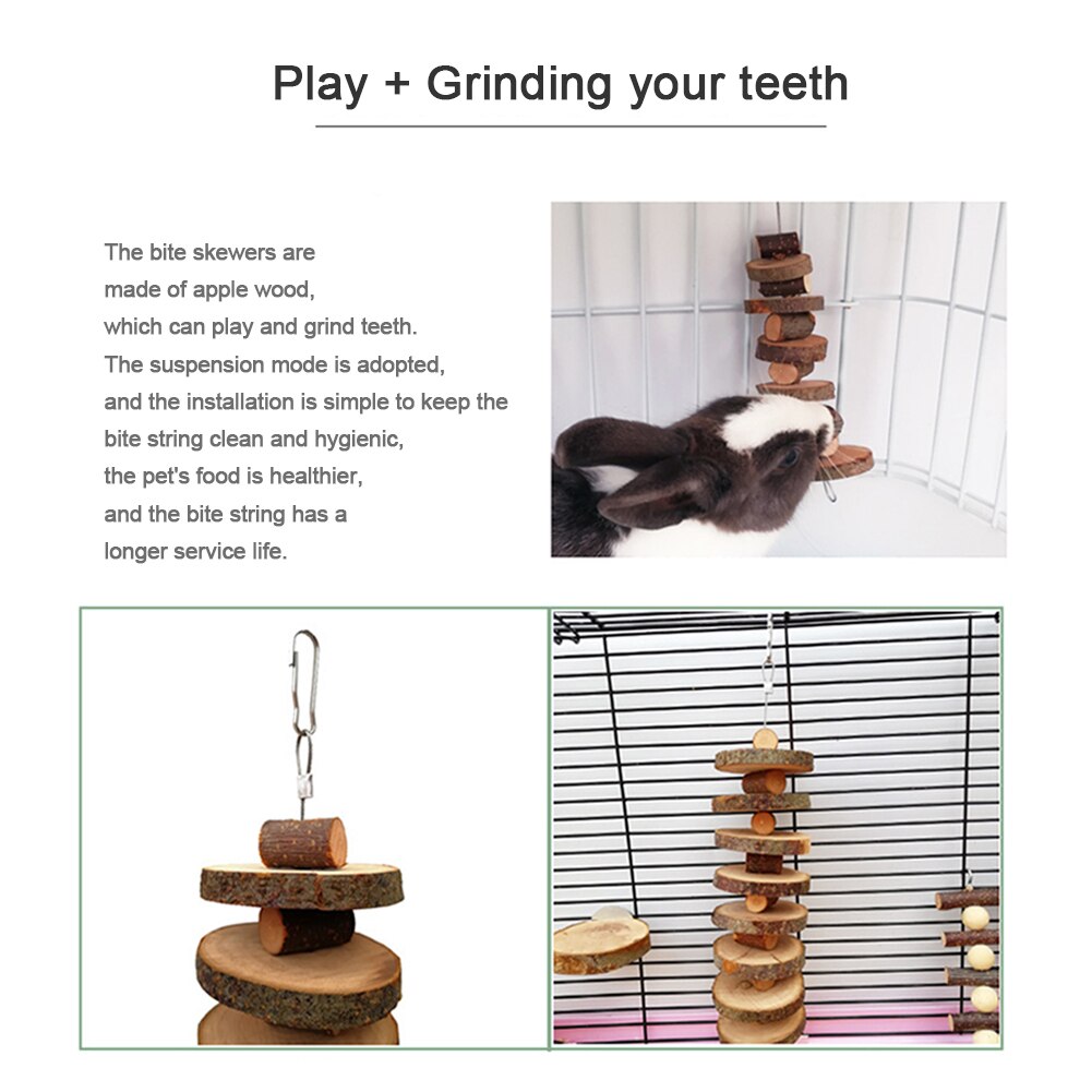 Juguete masticable de madera para hámster, accesorios de jaula para mascotas pequeñas,