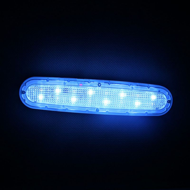 Luz Interior Universal para coche, luz de lectura recargable por USB, luz LED magnética de lectura de estilo de coches, luz nocturna, lámpara de techo Interior: Blue