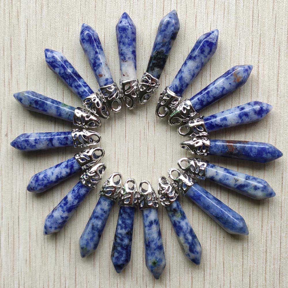 good mix natural stone pillar charm pendants 10x32mm for jewelry making 20pcs/lot: sodalite stone