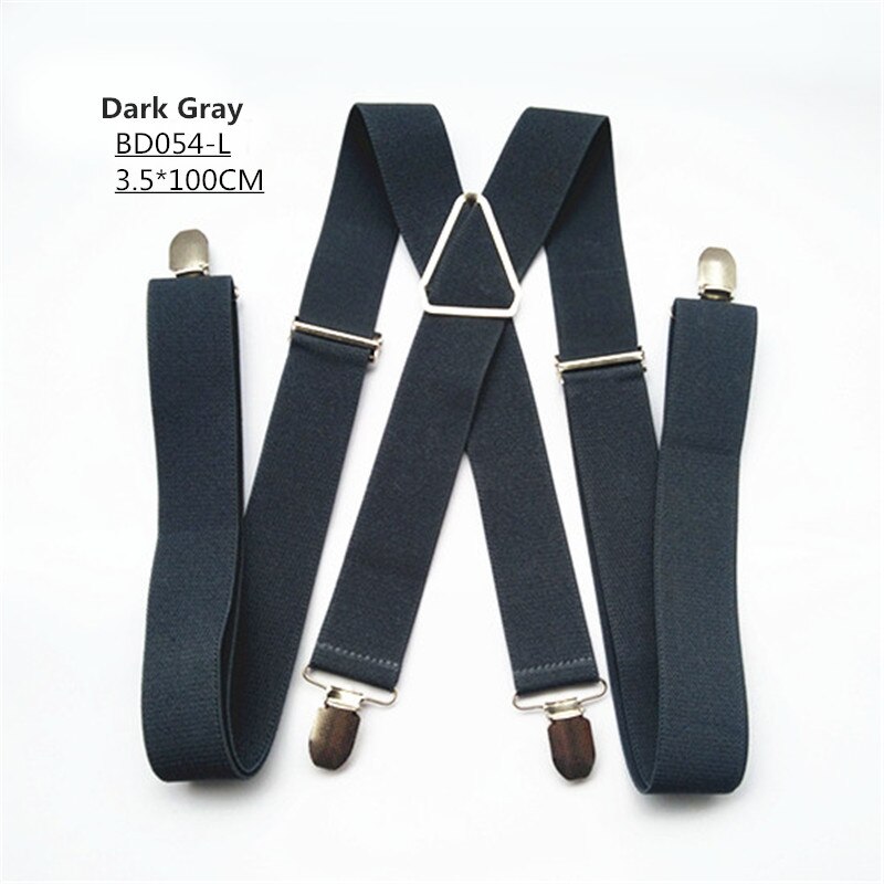 BD054-L XL XXLsize dunkelgrau männer hosenträger 3,5 cm breite verstellbar elastische X zurück Clips auf hosen hosenträger für männer und frauen: dunkel grau L