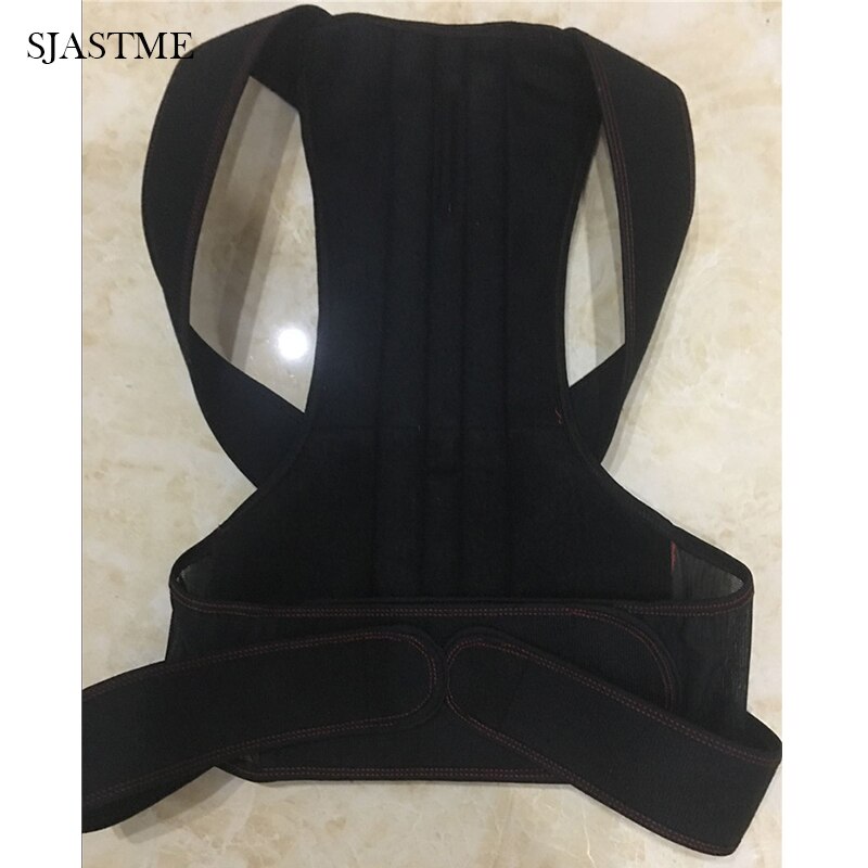 SJASTME Fully Adjustable Posture Back Support Corrector Lumbar Brace Shoulder Band Belt Body Shaper Black Vest Shapewear