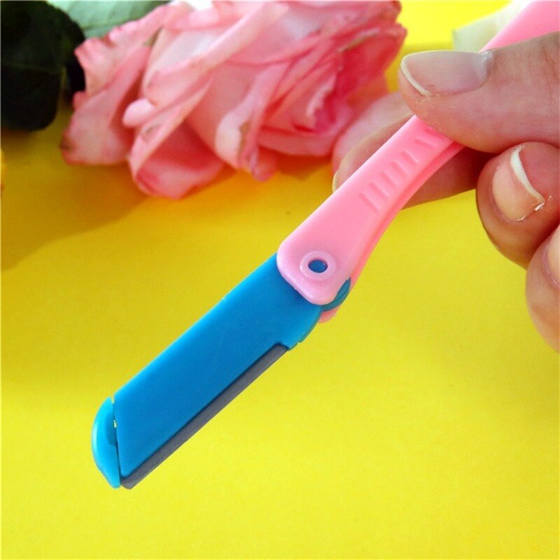 1 pièces bleu visage rasoir de sourcils aisselles cheveux rasoir beauté visage yeux sourcils Shaper rasoir en acier inoxydable lames outils de maquillage