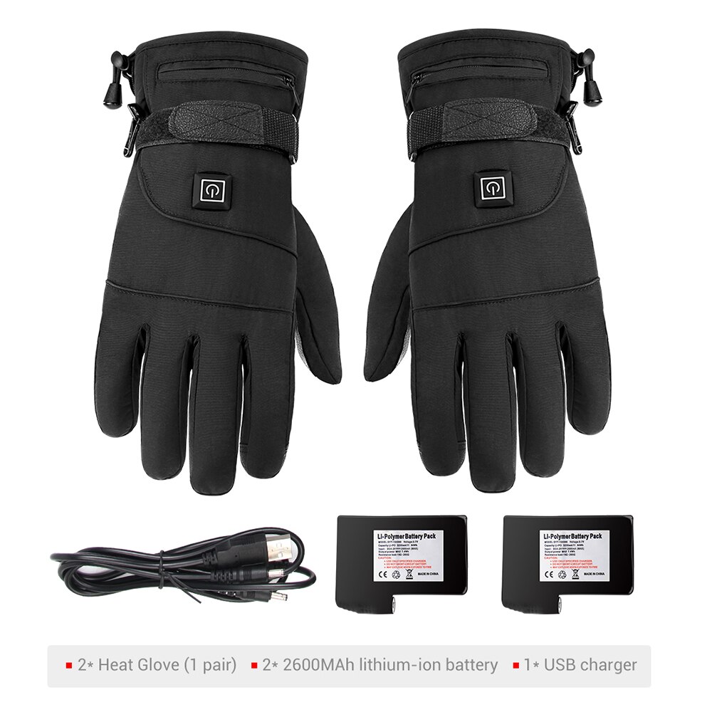 Motorhandschoenen, verwarmde handschoenen, waterdichte motorverwarming, usb-handwarmer, elektrische, op batterijen werkende, thermische verwarmde handschoenen: A1 met batterij
