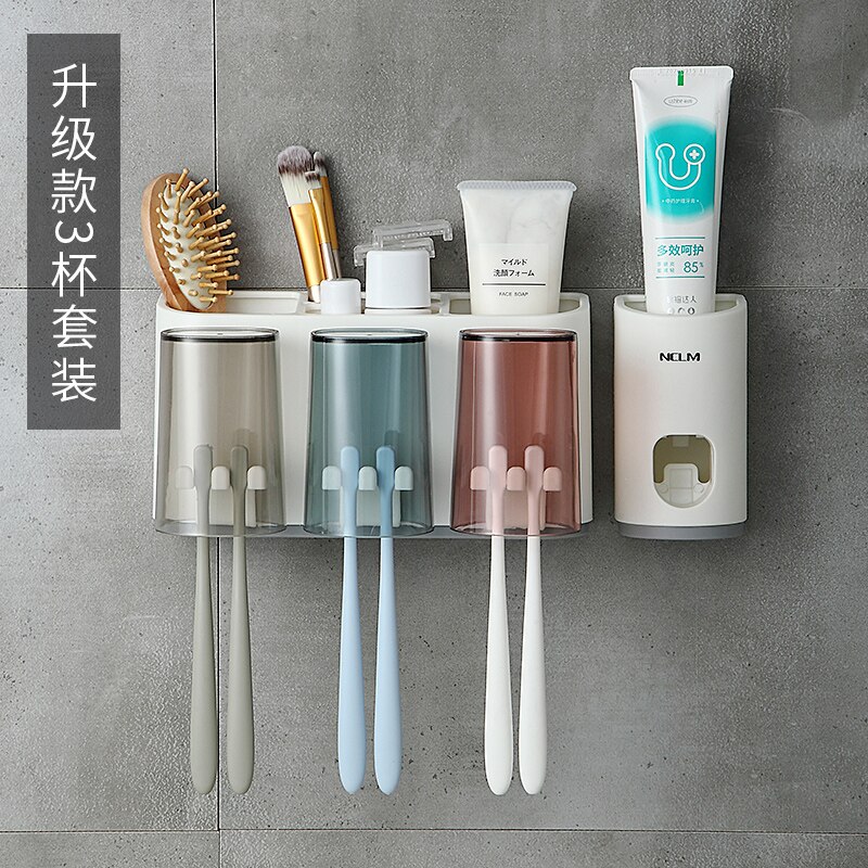 Bad vegg-type tannbørsteholder hullhull børste kopp vegg-type veggmontert munnvann: Lilla