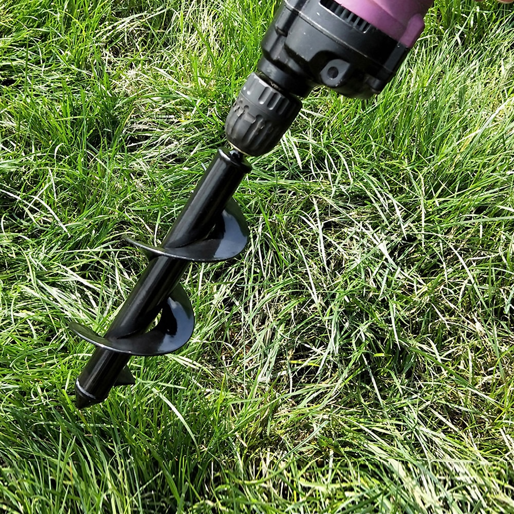 Plantador de jardín broca espiral flor bulbo eje hexagonal barrena Patio de jardinería plantado poste perforador herramientas 25-60cm 3