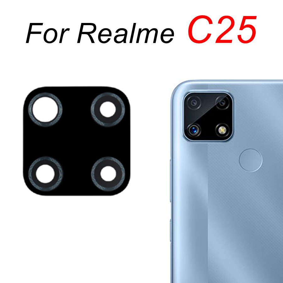2 pz/lotto Posteriore Posteriore della Macchina Fotografica Obiettivo di Vetro Per Realme C3 C11 2021 C12 C15 C17 C20 C20A C21 C21Y C25 C25S C25Y C35 di Ricambio + Adesivo: C25