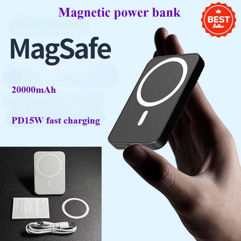 Banco de carga magnético Magsafe, Banco de energía inalámbrico portátil, carga rápida de 15W, batería externa de 10000mAh para la serie iPhone