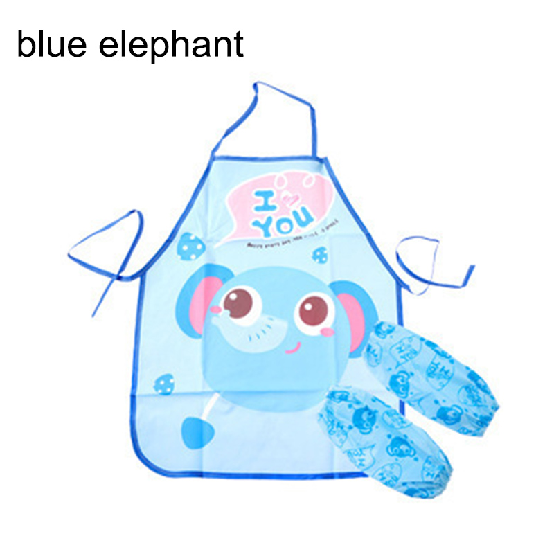 Delantales de alimentación a prueba de agua para niños, traje de comida para bebidas, delantal para niños, Baberos para bebés, accesorios portátiles de dibujos animados, 1 Juego: blue elephant