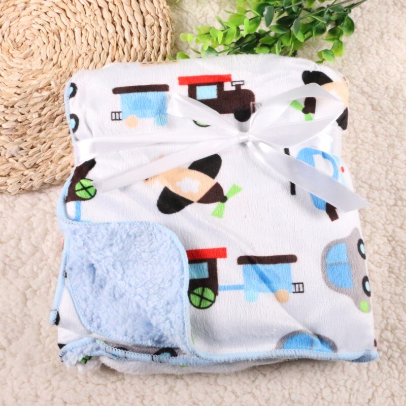 Factory Sales Baby Blanket thicken double layer fleece infant swaddle baby swaddle Microfiber plaid 76*102CM atrq0001