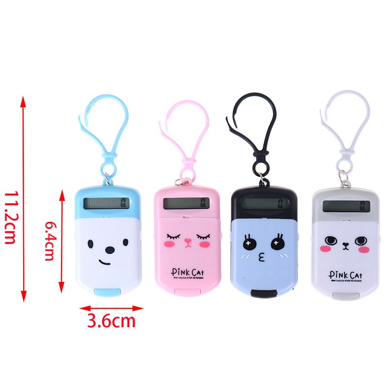 Portable Digit Calculator Kawaii Mini Calculator Pocket Display Cartoon Cute Keychain Calculator Office Supplies
