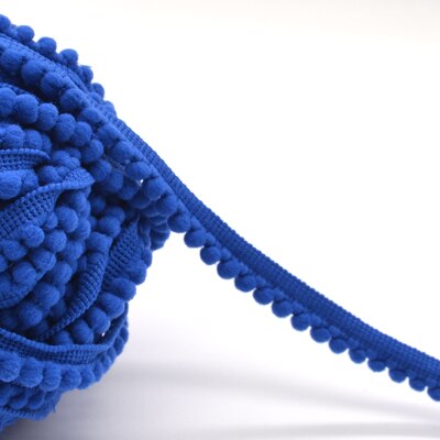 5yd/lot 10mm breedte kleurrijke kleine PP bal kant lint kwastje trim naaien materiaal accessoires voor woondecoratie: blue 101