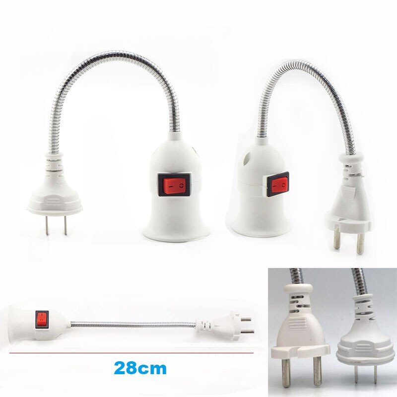 Portalámparas con enchufe E27, con interruptor, enchufe europeo y estadounidense, ahorro de energía, Base LED para lámpara de mesa
