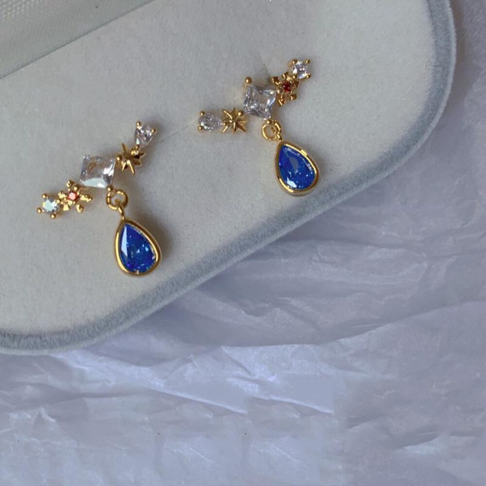 Boucles d'oreilles géométriques simples en cristal brillant pour femmes, goutte d'eau, bijoux fins multicolores,
