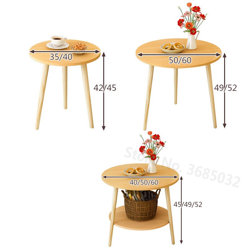 2 Lagen Nordic Hout Ronde Salontafel Vuile Storage Tafel Thee Fruit Snack Service Plaat Lade Bed Woonkamer Sofa side Bureau