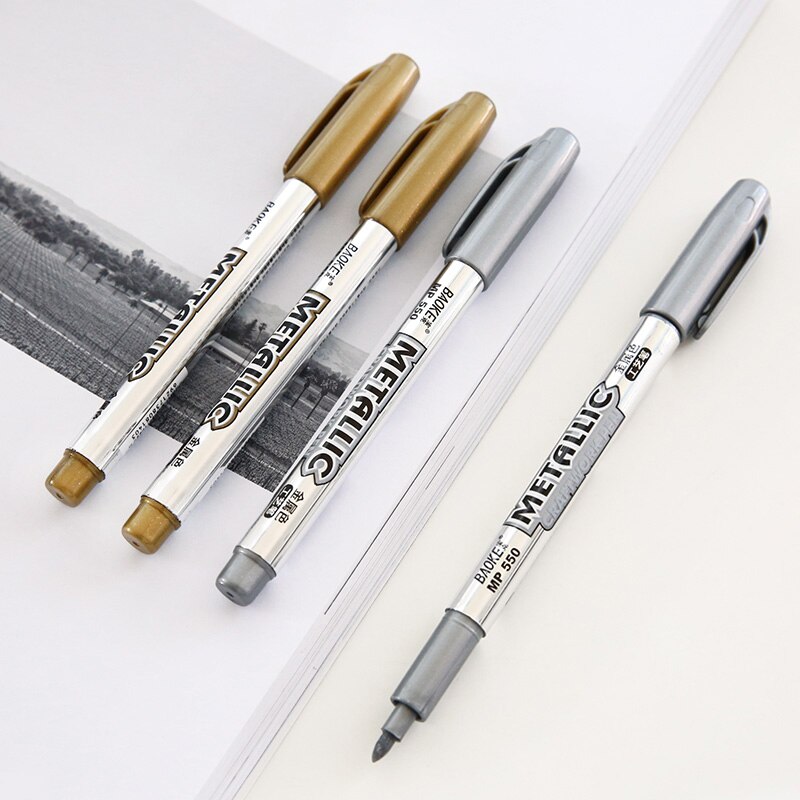 Metal vandtæt permanent maling tusch penne guld og sølv fra 1.5mm copic tuscher pen studerende kontorartikler