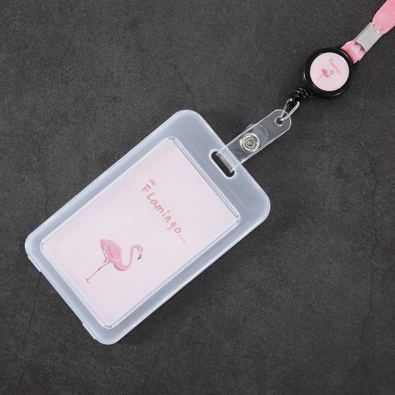 1PCS Cartoon PVC Student School Bus ID Creidt Card Holder Bag Case Nurse Doctor Office ID Name Bank Card Cover With String: c