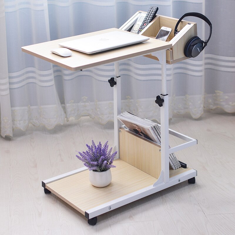 JOYLOVE Computer Table Adjustable Portable Laptop Desk Rotate Laptop Bed Table Can Be Lifted Standing Desk With Storage Shelf