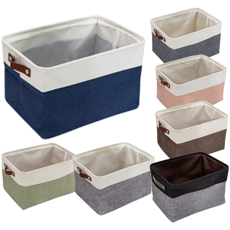 3 Pack Foldable Storage Bin Rugged Canvas Fabric Cube Container with Handles Great for Organizing Closets
