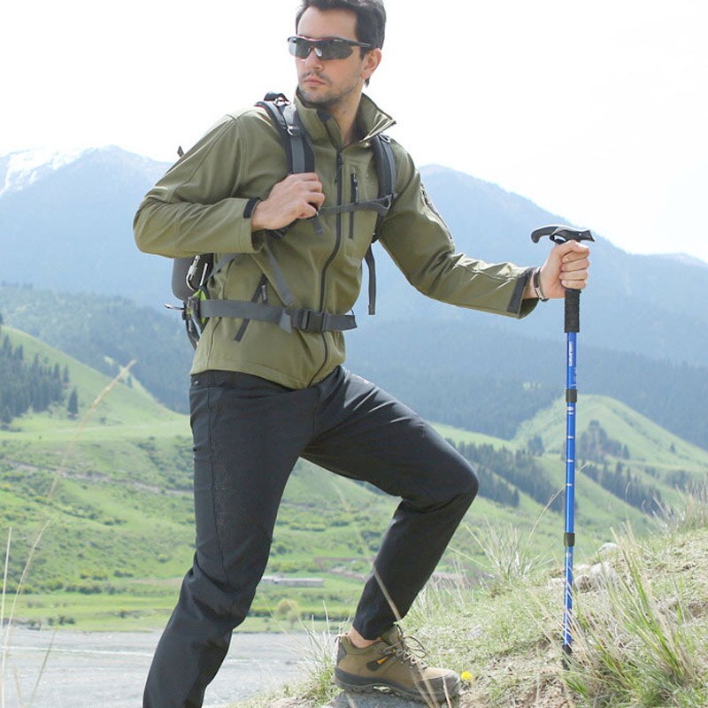 Alpenstock aluminum collapsible T-handle Nordic walking sticks for men and women multifunction alpenstock