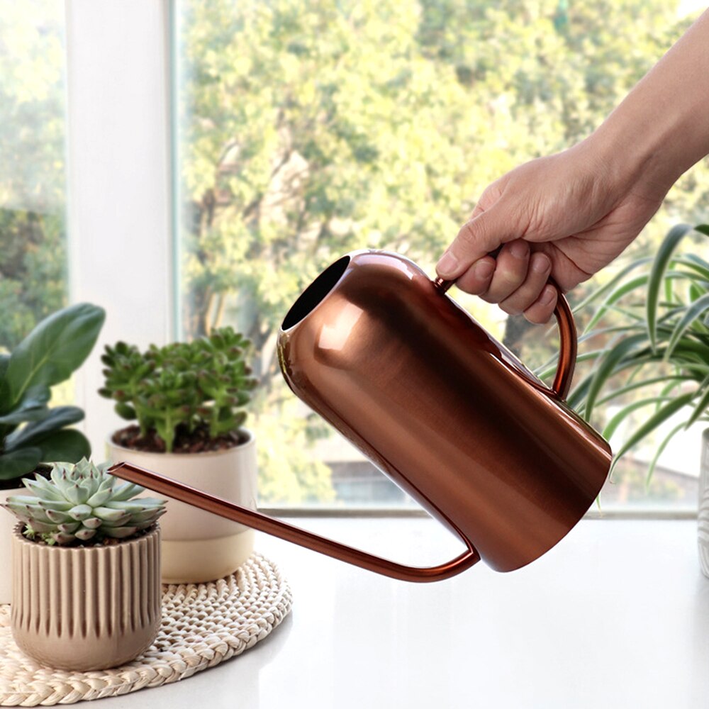 Hjemme hage rustfri stål vannkanne halvsirkel forhøyelse med lang tut moderne stil sukkulent plante vanningskrukke 1.5l
