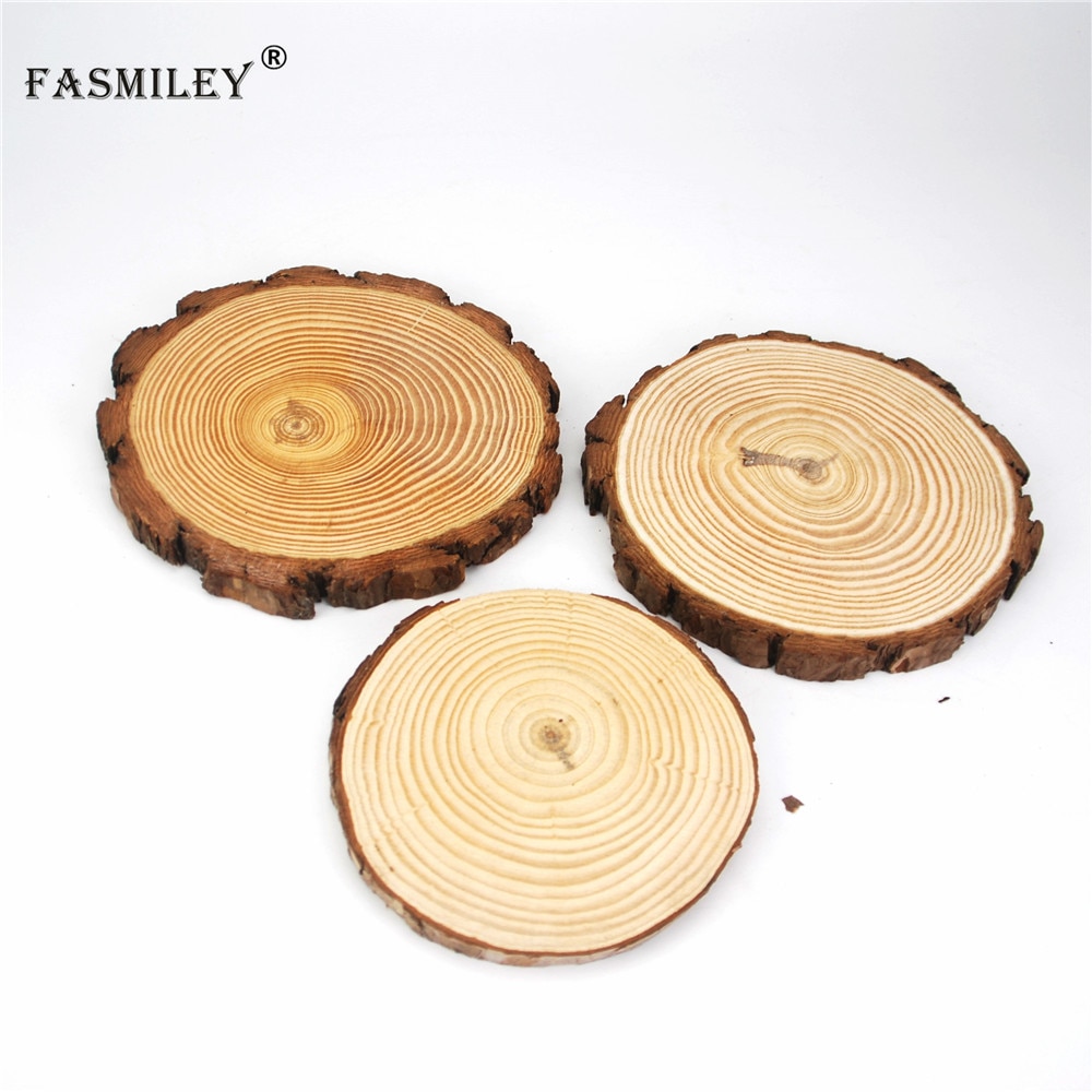 Rodajas de madera redondas naturales grandes círculos discos de corteza de árbol manualidades decoración de pintura de de boda 12-18cm 1 Uds wd03