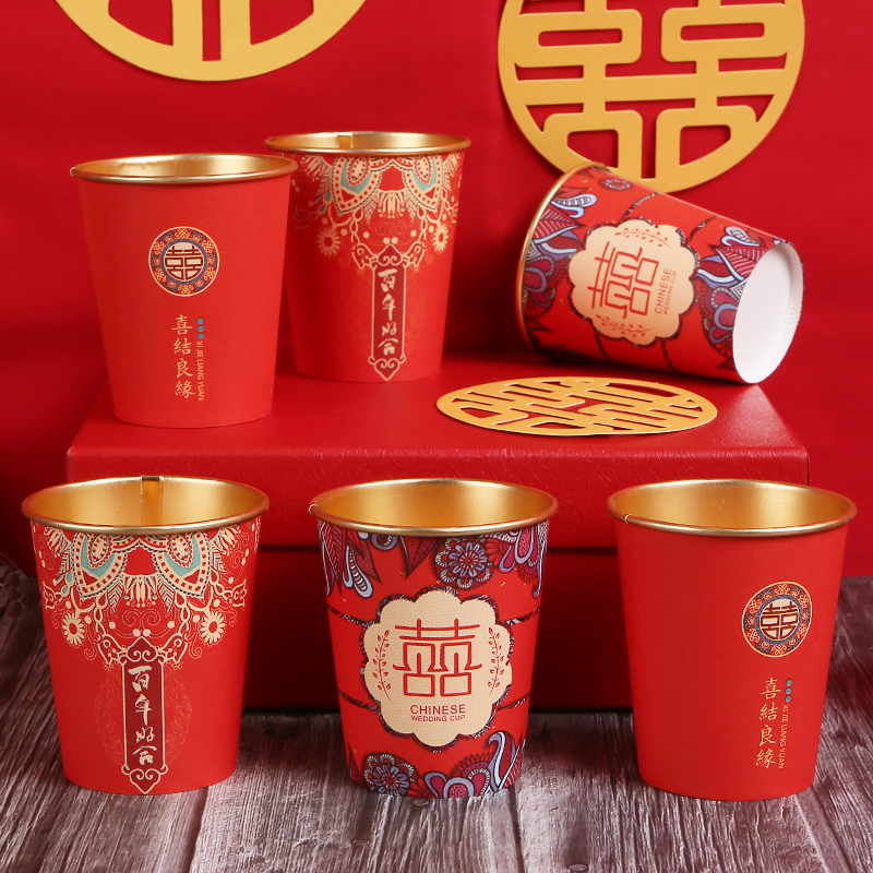 100 Stks/pak Bruiloft Gouden Folie Papier Cups Wegwerp Cups Bruiloft Benodigdheden Bruiloft Decoratie