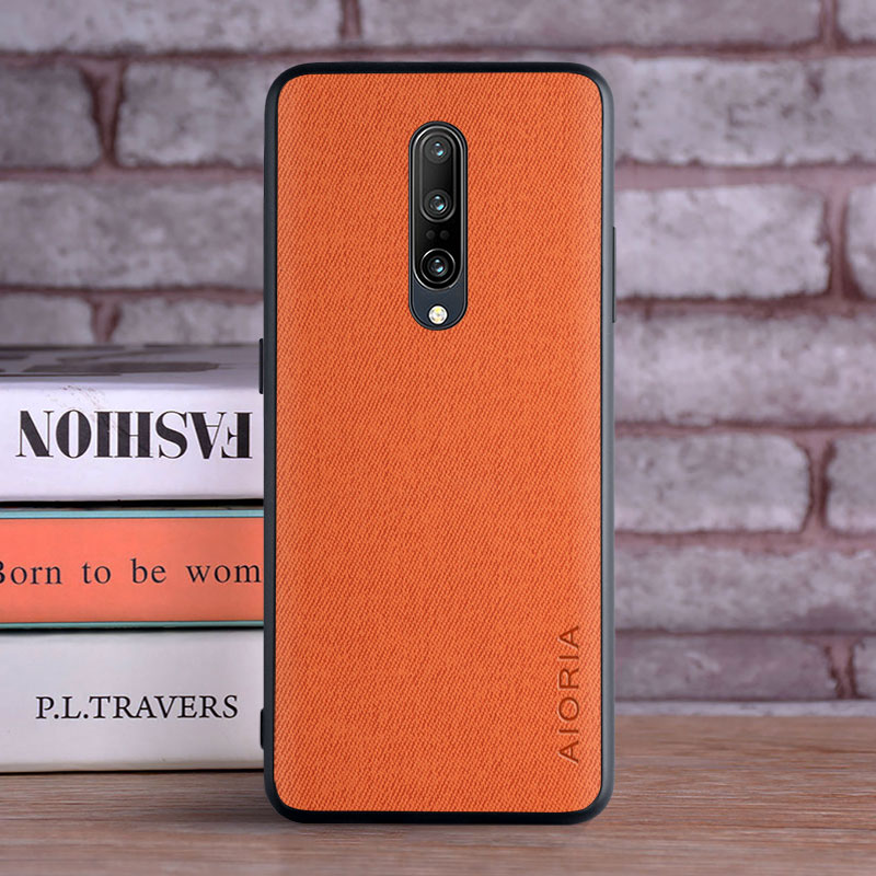 Textiel lederen tas voor Oneplus 7 Pro zachte TPU met achterkant van harde pc-materiaal camerabescherming ontwerphoes