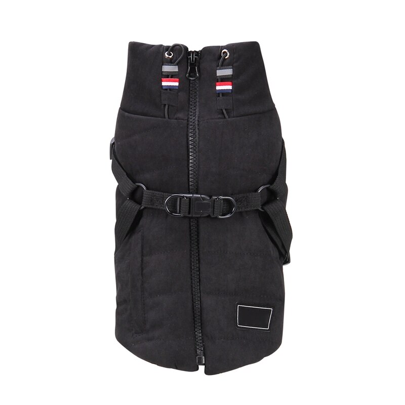 Winter Koud Weer Hond Warm Vest Multifunctionele Harness Kleren Huisdier Outdoor Wandelen Accessoires: Zwart / XL