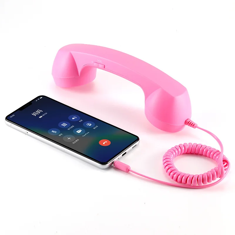 Telefoonhoorn 3,5 mm Klassiek, modieus Stijlvolle handsetontvanger Microfoonluidspreker voor telefoon Smartphone: Roze