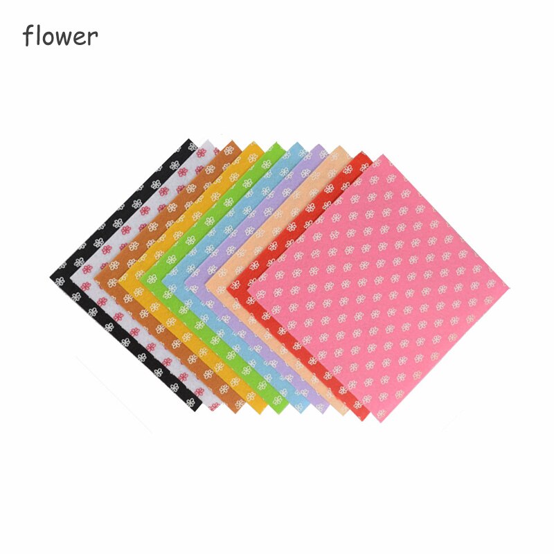 1mm tykkelse filt diy håndværk 15 x 15cm hjem mønster bundt polyester klud kunst håndværk syning af ikke-vævet stof trykt filt: Blomst