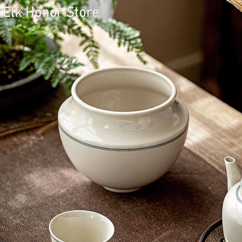 Plant Grey Glaze Ceramic Tea Washing Bowl Cup Japanese Jianshui Household Tea Residue Bucket Kung Fu Tea Utensils Tea Ceremony