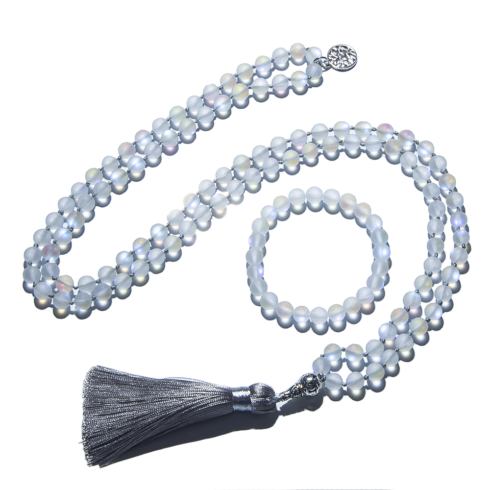 8mm cristal austríaco frisado atado 108 mala conjunto meditação yoga oração colar jóias para mulheres charme rosário
