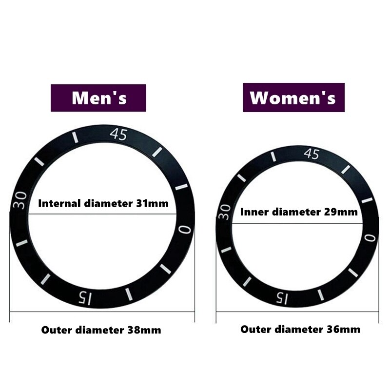 38-40mm Diameter Black/White Watch Face Bezel Ceramic Watch Face Accessories Men's and Women's Automatic Replace Bezel