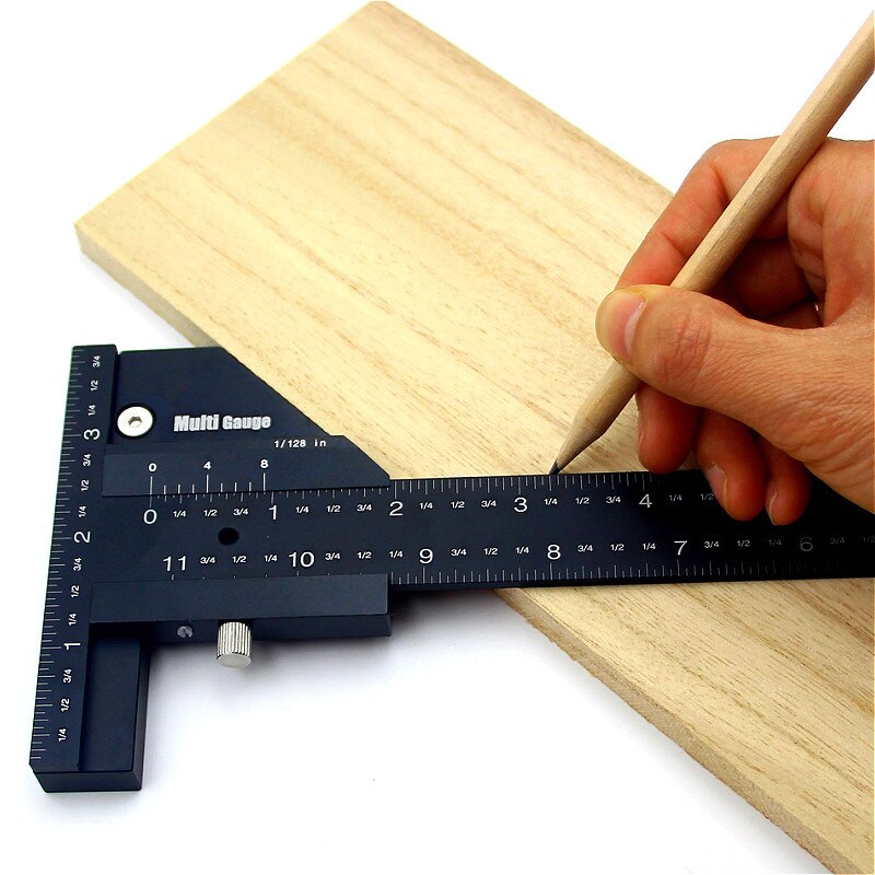 300mm Multi Sliding Depth Gauge Aluminum Alloy T Square Ruler Woodworking Scriber Multifunctional Measuring Ruler Scriber