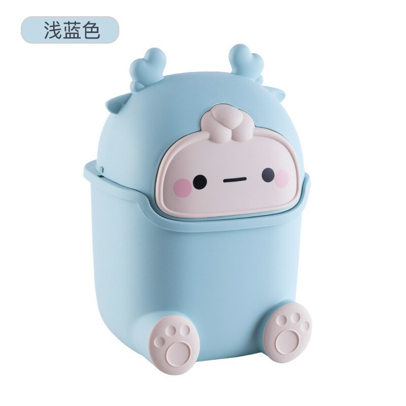 Cute Desktop Mini Clamshell Garbage Storage Bucket Cartoon Pig Office Home Accessories Desk Trash Can Storage Box