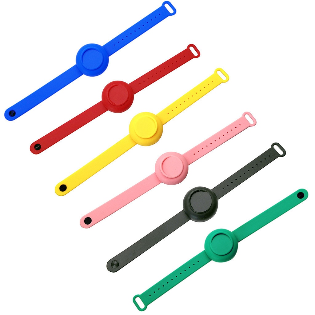 6 unidades de desinfectante líquido para manos para niños y adultos, subpaquete de silicona, pulsera, pulsera, dispensador de mano, banda de muñeca portátil