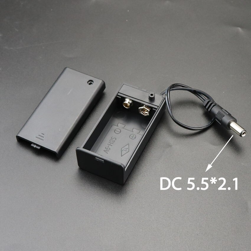 9v 6 f 22 batterikasse 9v volt  pp3 kasse til batteriholder med jævnstrømsstik med ledning til / fra-kontaktdæksel diy batterirum
