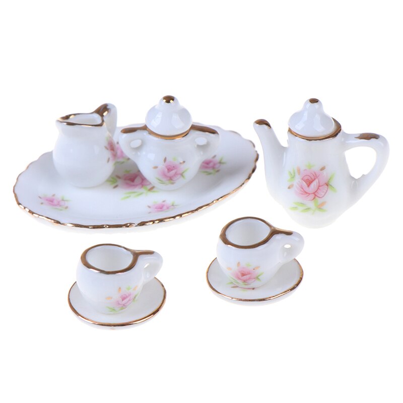 1/12 Dollhouse Miniature Ess-geschirr Porzellan Tee-Set Teller Tassen 8 teile/satz