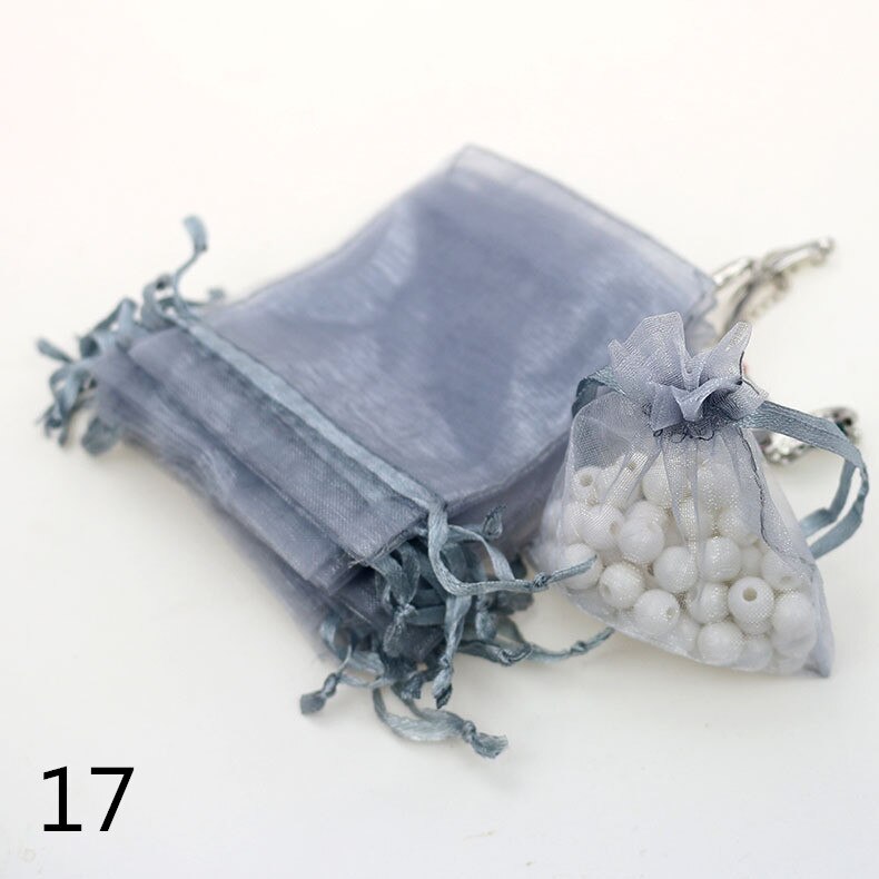 7x9CM Sheer Organza Bags Drawable Jewelry Pouch Packaging Bag Candy Bag for Wedding Prom Party Decor 50pcs/set: 17