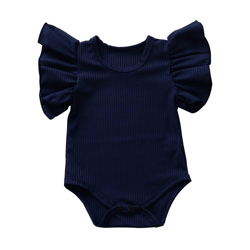 Baby Clothing Newborn Infant Baby Girl Boy Clothes Cotton Bodysuit Short Sleeve Clothes Set Solid Ribbed Sunsuit: Blauw / 6m