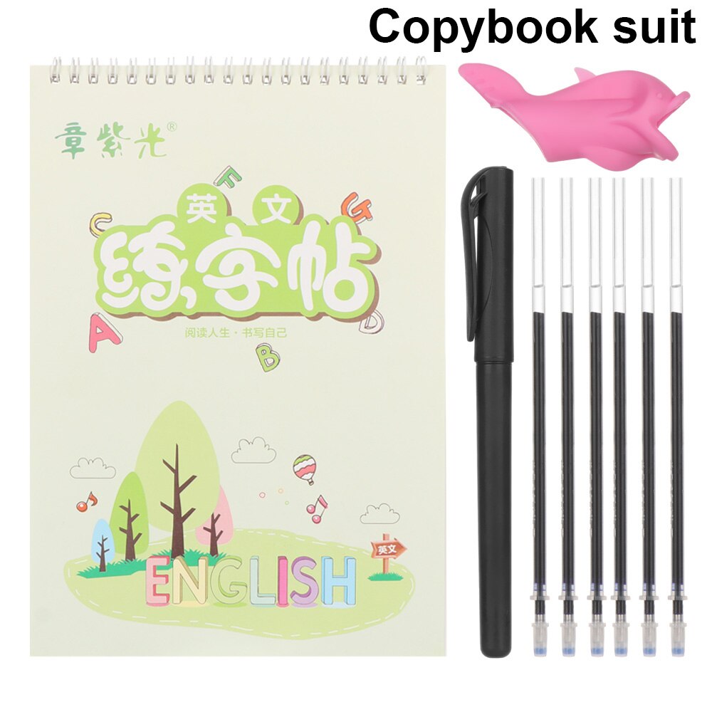 Reusable English Letter Copybook with Erasable Pen Calligraphy Practice Handwriting Copybook Set For Kids Learning Word: copybook suit