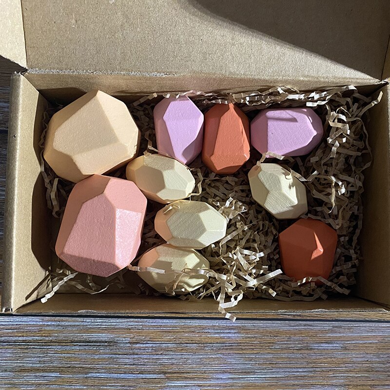 per bambini in Legno Colorato di Pietra Jenga Blocchi di Costruzione Giocattoli Educativi Creativo nordico Stile Accatastamento Gioco Arcobaleno di Legno del Regalo Del Giocattolo