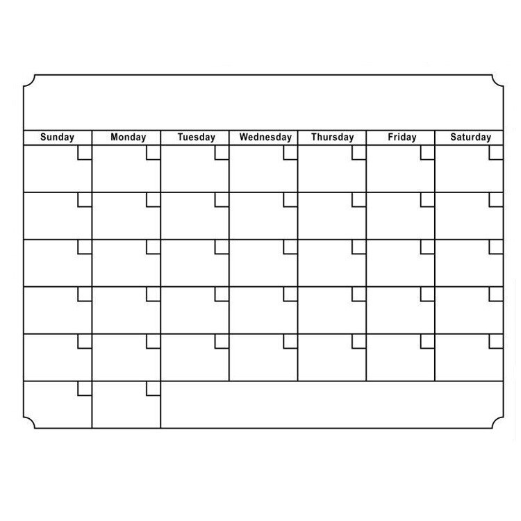 Magnetisk månadskalender miljöskydd kylmagnet veckoplanerare hem klassrum återanvändbara kontorsmaterial: Vit
