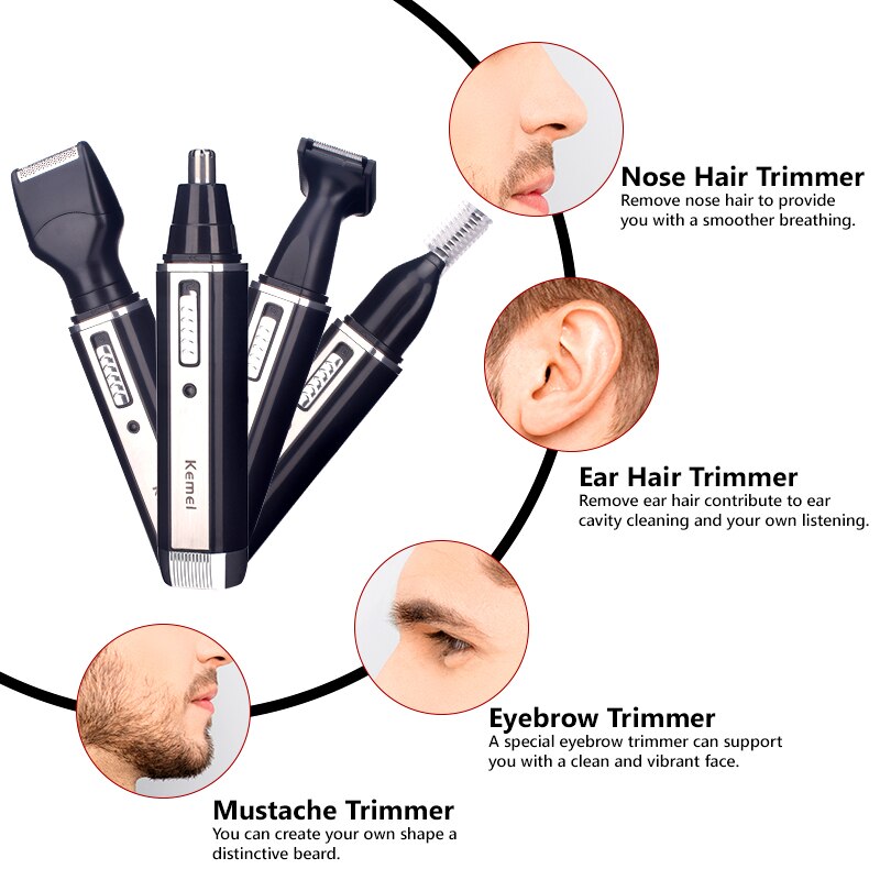 4 In1 Elektrische Neus Oor Trimmer Voor Mannen Scheerapparaat Oplaadbare Ontharing Wenkbrauw Trimeer Veiligheid Product Scheren Machine Gezichtsverzorging