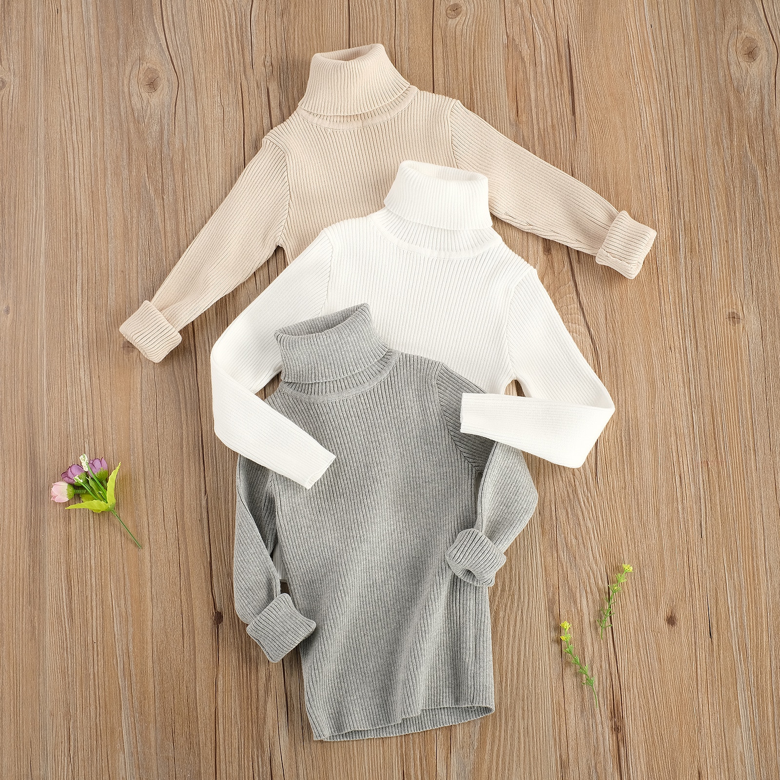 0-6Y Peuter Baby Meisje Coltrui Truien Winter Fall Effen Kleur Lange Mouwen Knited Top Zachte Truien Uitloper