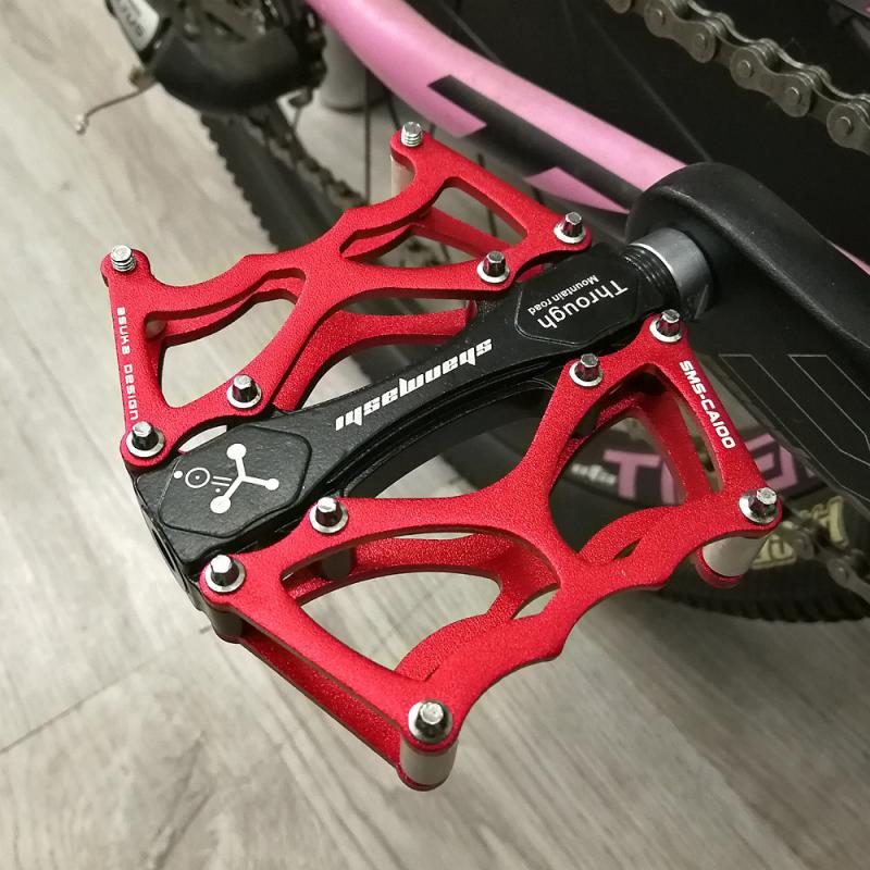 1 Pair Cycling Pedals Aluminum Bike Pedals Fixed Gear Mountain Bike Downhill Pedals Bearings Parts Anti-slip Bearing Pedal