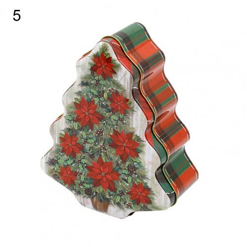 80%HOTAdorable Cookie Can Corrosion Resistant Metal Christmas Tree-shaped Candy Tin Box for Home: 5