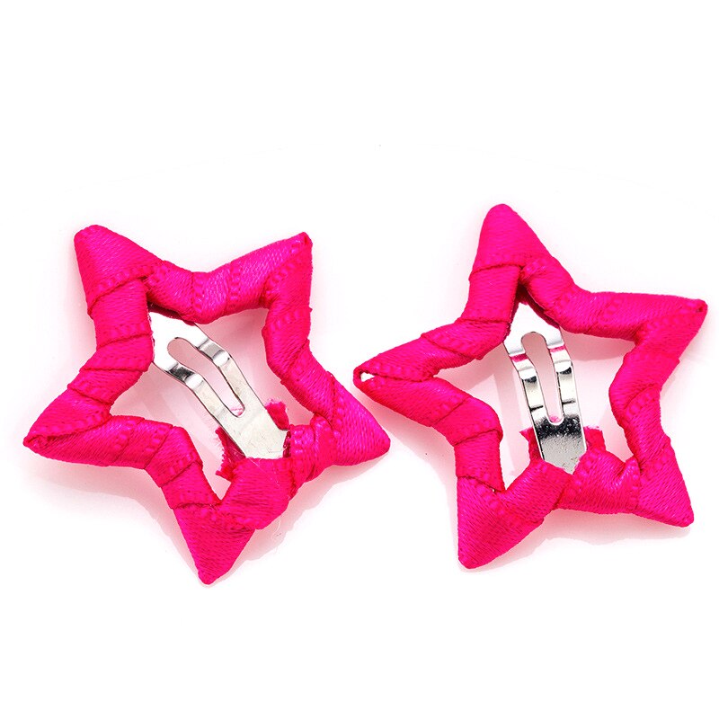 2pcs Hair Cute Pentagram Star Clip Baby Girl Hairpin Children Solid Color Kids Headwear Hair Accessories TSLM1: 02